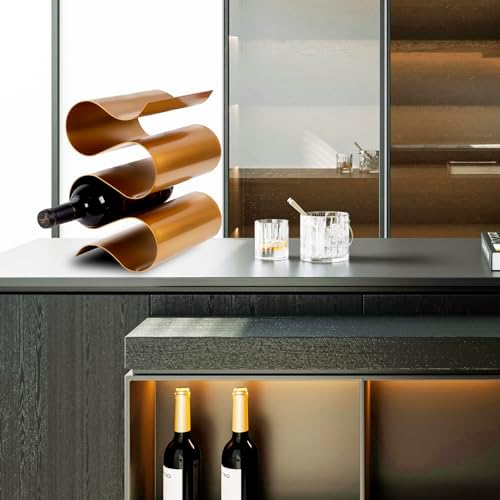 Modern Gold S-Shaped 5 Bottle Wine Rack