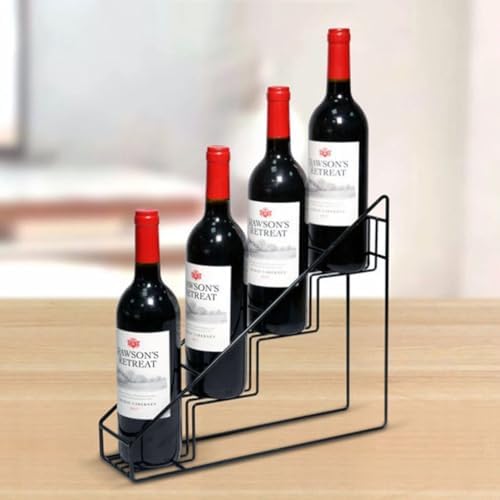 Freestanding Black Metal Wine Rack - Tabletop Bottle Holder Stand