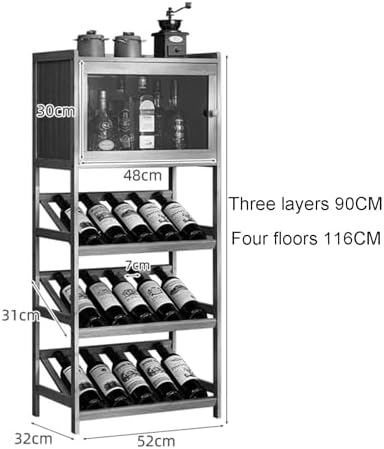 Wood Wine Bar Cabinet with Tabletop Storage Space-Saving Light Brown 52x30x90cm