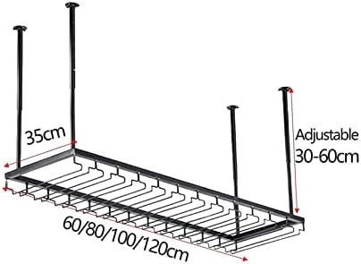 Adjustable Wall-Mounted Wine Glass Rack Black 120Cm