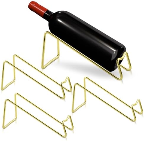 TONLEA 4-Piece Tabletop Wine Rack Sturdy Metal Anti-Rust Gold