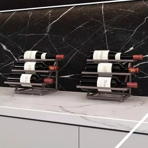 3 Tier Industrial Metal Wine Rack Free-Standing for Kitchen Bar
