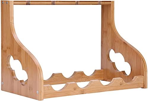 Wood Wine Rack for 4 Bottles Free Standing Display Cabinet