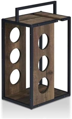 Furniture of America Harvan 3-Bottle Wine Rack in Reclaimed Oak