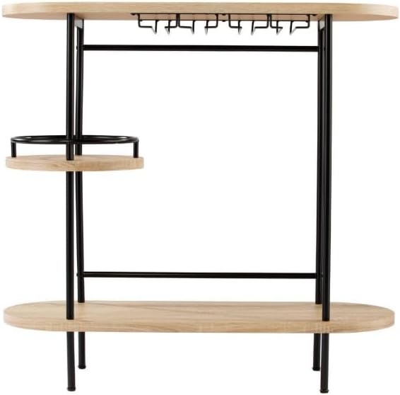 Industrial Wine and Bar Table with Glass Storage