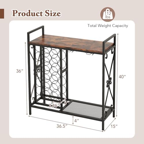 LOKO 21-Bottle Wine Rack with Glass Holder and Metal Frame