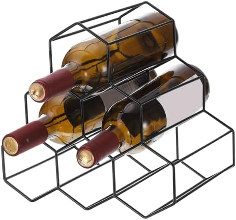 Uxcell 6 Bottle Metal Wine Rack Freestanding Storage Stand Black