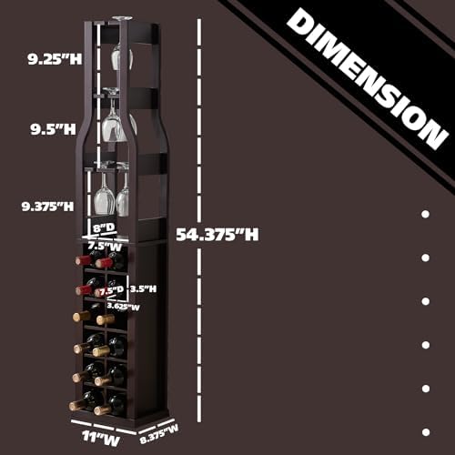 Kings Brand Granger Wine Rack - 12 Bottle Capacity - Dark Cherry