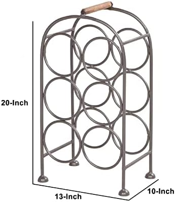 20 Inch Industrial Wine Rack Holder 6 Bottle Storage Gunmetal Gray