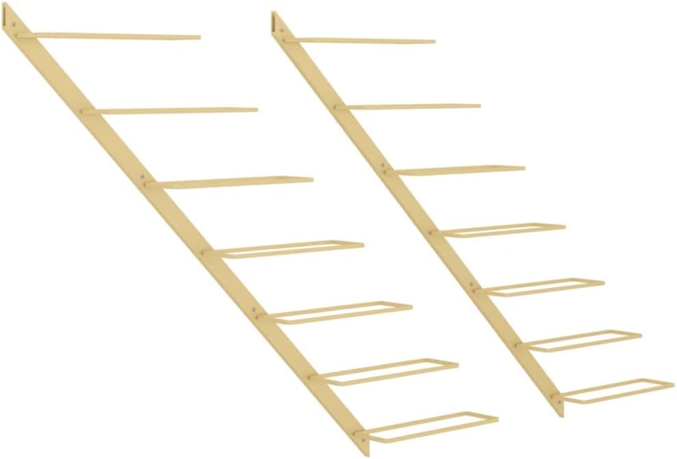 THOYTOUI Gold Metal Wine Rack 7 Bottles 2 pcs 1