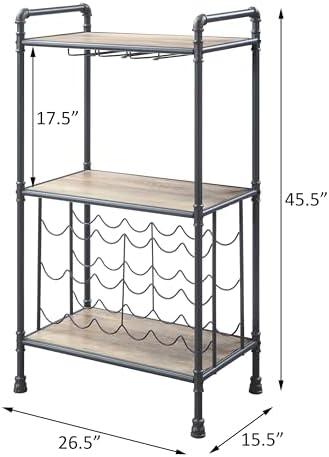 Chic Industrial Wine Rack with Stemware Storage