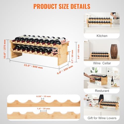 VEVOR 18-Bottle Stackable Freestanding Wine Rack
