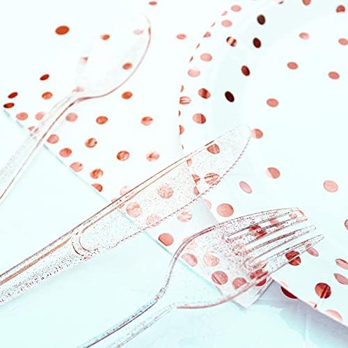 180PCS Rose Gold Glitter Cutlery Set for Valentines Day