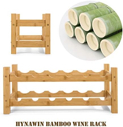 HYNAWIN 2 Tiers Bamboo Wine Rack Free Standing