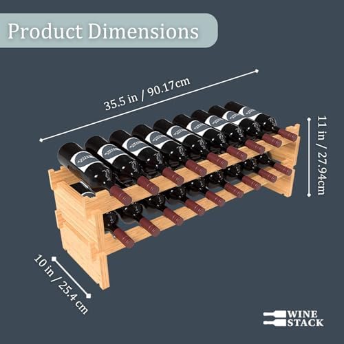 18 Bottle Bamboo Stackable Wine Rack No Tools