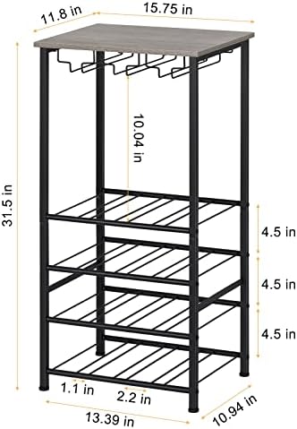OYEAL Freestanding Wine Rack with 16 Bottle Capacity Gray Oak
