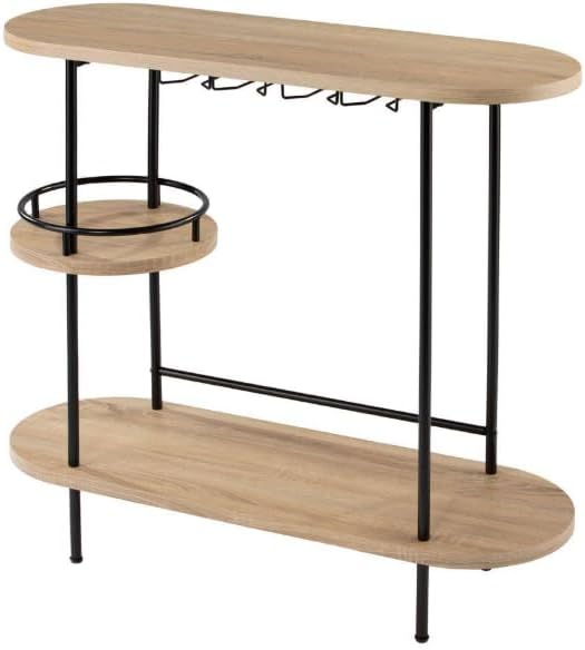 Industrial Wine and Bar Table with Glass Storage