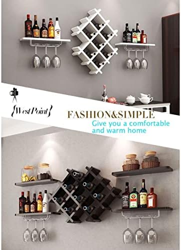 Suuim Wall Shelves Wine Rack with Glass Holder