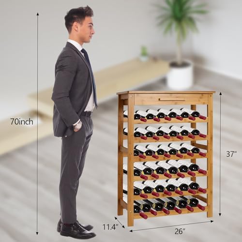 Kinsuite Bamboo Wine Rack 36 Bottle Storage Display Shelves