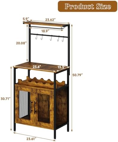 X-cosrack 3-Tier Bar Cabinet with S Hooks Mesh Doors