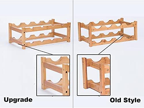 Kework Bamboo Wine Rack 8 Bottles Free Standing Storage Shelf White