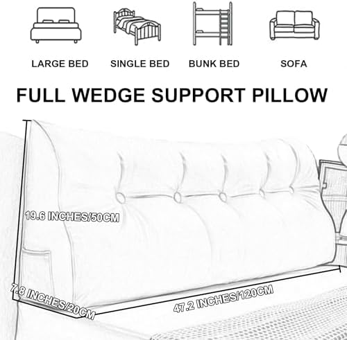 ZZYK Large Wedge Reading Pillow with Zippered Cover