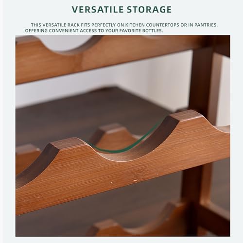SCONVU 3-Tier Bamboo Wine Rack 12-Bottles