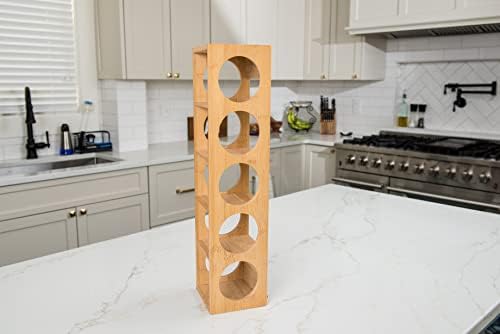 Bamboo Wood 5-Bottle Wine Rack Stackable Durable