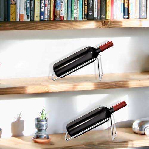 TONLEA 2 Pcs Tabletop Wine Rack Metal Wine Bottle Holder Silver