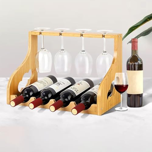Comepa 2-Tier Wine Rack with 4 Bottles Natural Wood