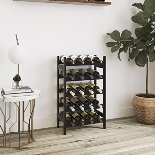 SMIBUY Bamboo Wine Rack 5-Tier 20-Bottle Storage Shelf Black