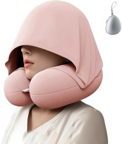 Neck Pillow with Shading Hood Breathable Fabric for Travel and Office