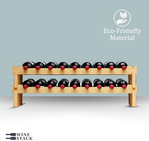 18 Bottle Bamboo Stackable Wine Rack No Tools