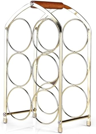 Drincarier 6 Bottle Countertop Wine Rack - Gold Metal 3 Tier Storage Stand