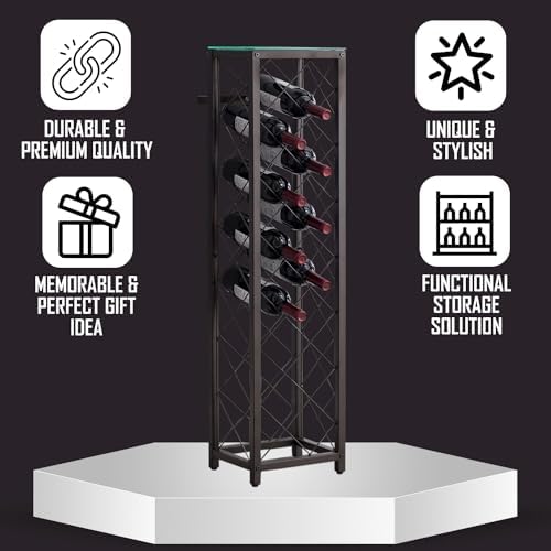 Kings Brand Narenda Freestanding Wine Rack - Pewter 13 Bottles