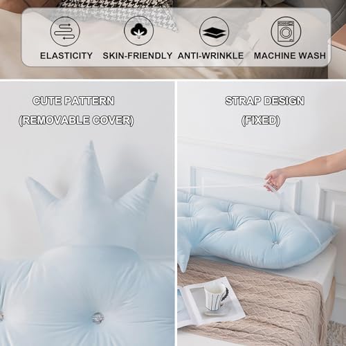 ZZYK Wedge Headboard Pillow with Removable Cover Blue 47 Inches