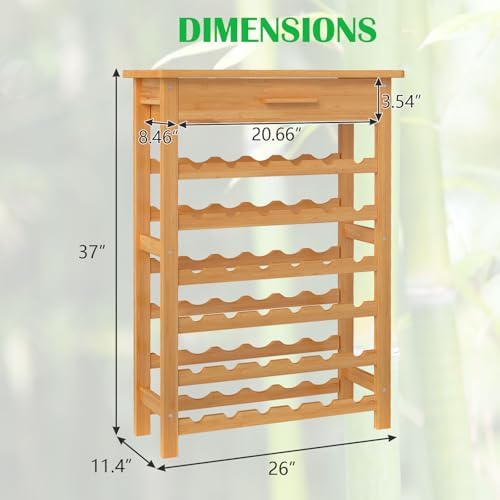 JSUN7 36 Bottle Bamboo Wine Rack - Space-Saving Display