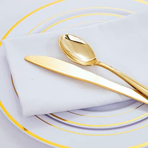 WDF 120 Pieces Gold Plastic Cutlery Set