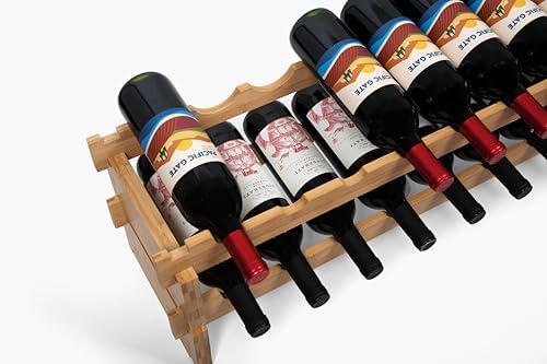 Red Bloomy Bamboo Stackable Wine Rack 72 Bottle