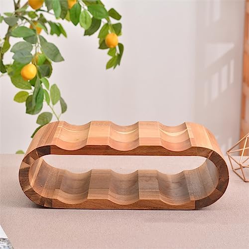 OWKAY Oval Wooden Wine Bottle Rack Storage