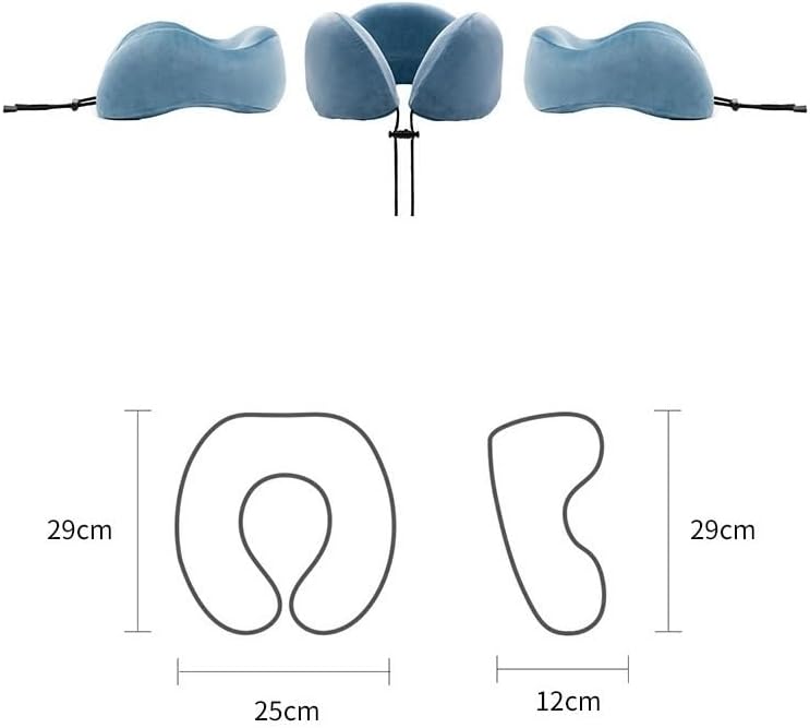 QLSWZC Travel Neck Pillow with Memory Foam and Magnetic Cloth