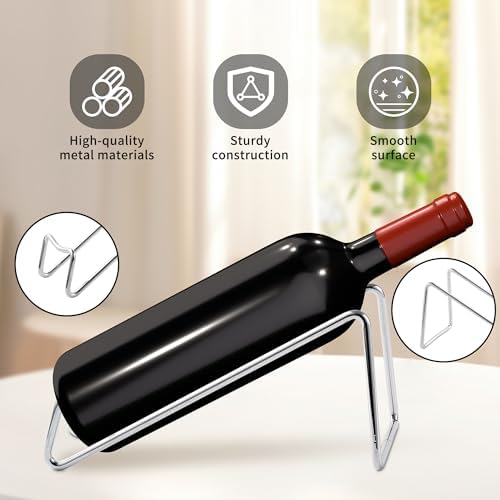 TONLEA 2 Pcs Tabletop Wine Rack Metal Wine Bottle Holder Silver