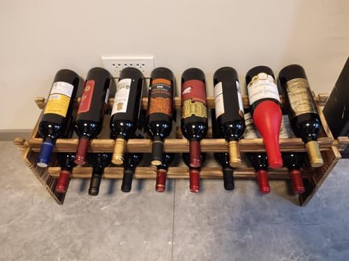 LoongZDD Carbonized Pine Wood Wine Rack - 2 Tier 16 Bottle Capacity Freestanding