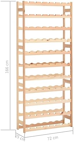 vidaXL Freestanding Wine Rack 77-Bottle Capacity Solid Pinewood Natural Finish