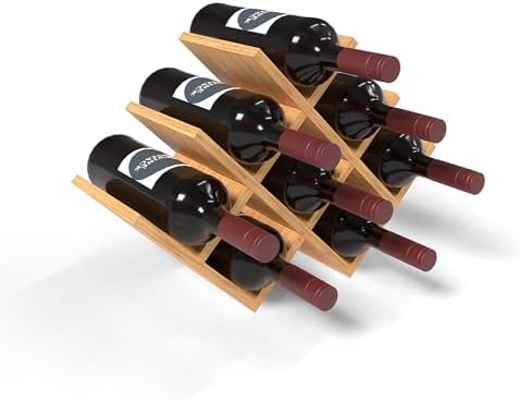 Wine Stack 8 Bottle Bamboo Wine Rack - Modern Lattice Design