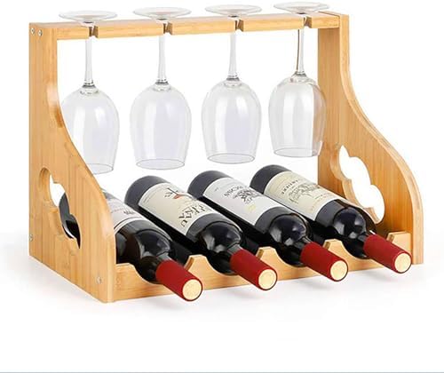 Comepa 2-Tier Wine Rack with 4 Bottles Natural Wood