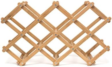 Lipper International Folding Wine Rack 10 Bottle Capacity Brown