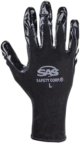 SAS Safety 640-1908 PawZ Gloves Black Nylon Med