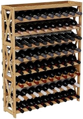 Solid Wood Wine Rack 8 Tier 72 Bottles Freestanding
