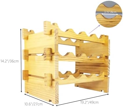 8-Tier Stackable Bamboo Wine Rack 12 Bottle Capacity